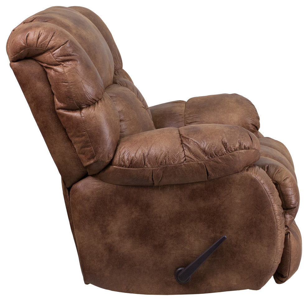 Contemporary, Breathable Comfort Padre Fabric Rocker Recliner, Almond