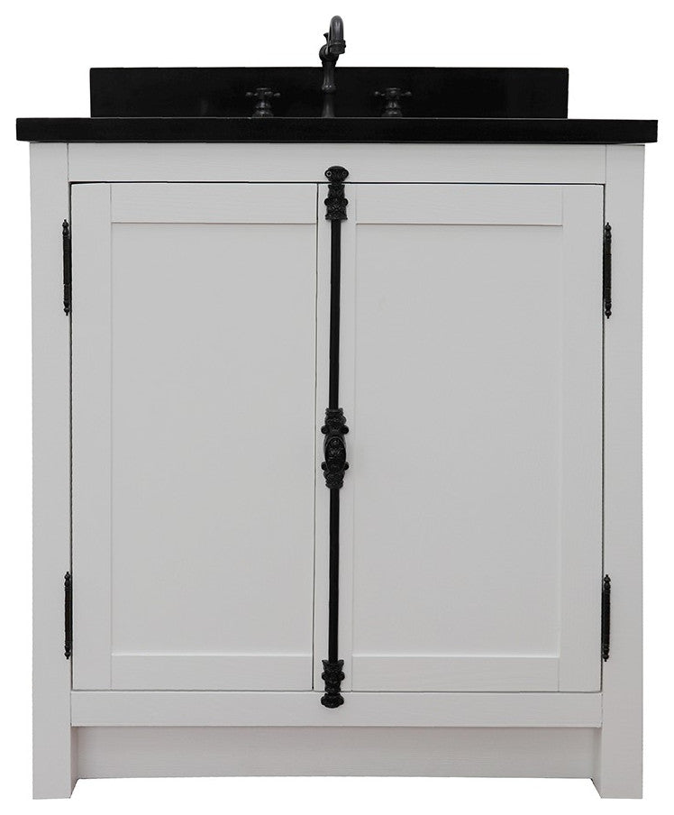 30" Single Vanity, Glacier Ash, Black Galaxy Top, Oval Sink