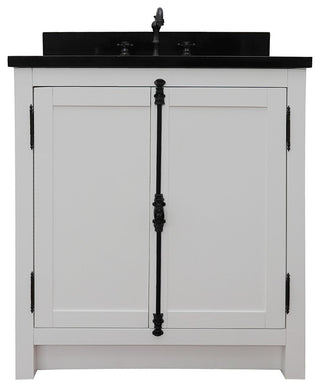 30" Single Vanity, Glacier Ash, Black Galaxy Top, Oval Sink