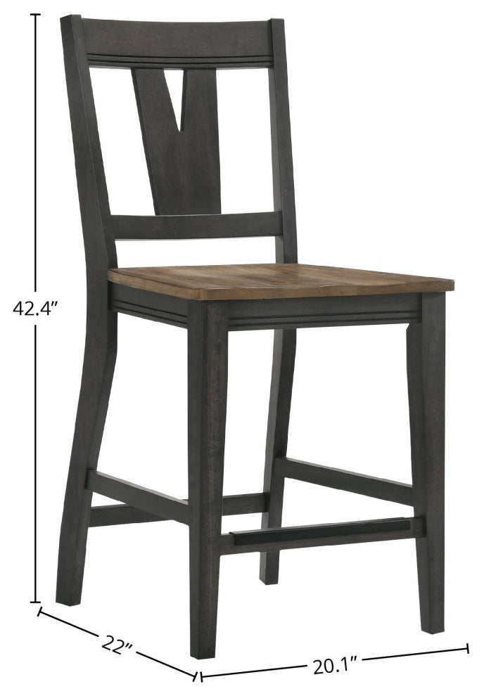 Harper Counter Stool With Splat Back, Brushed Brown and Pecan, Set of 2