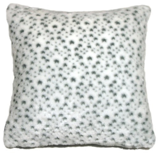 Pillow Decor - Snow Leopard Faux Fur Throw Pillow, 20" X 20"