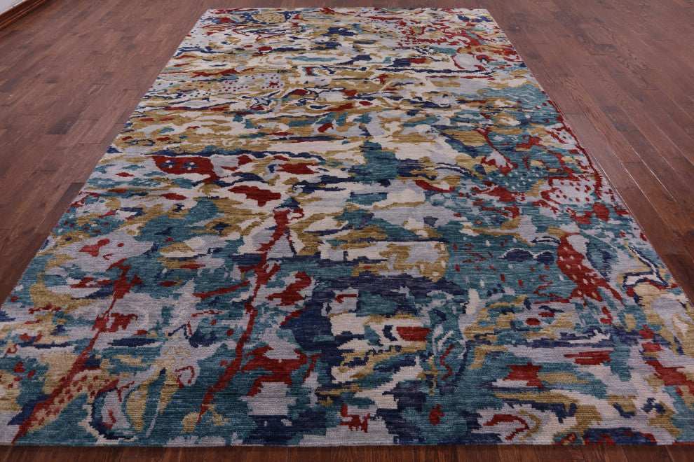 8' 10" X 12' 3" Modern Handmade Wool Rug Q8579