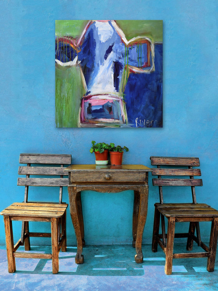 "Feeling Blue" Painting Print on Wrapped Canvas, 18"x18"
