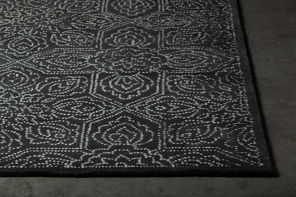 Hailee Hand-Tufted Contemporary Rug, Black/White, Rectangular 5'x7'6