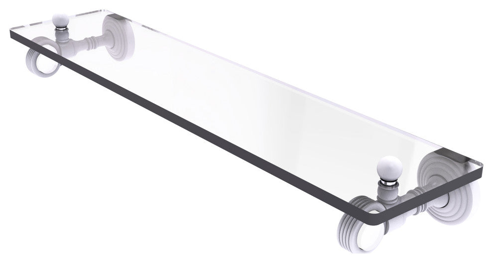 Pacific Grove 16" Glass Shelf with Groovy Accents, Matte White