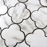 Nature 6 in x 6 in Glass Big Bang Waterjet Mosaic in Calacatta White Gold