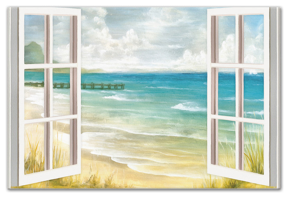 Open Windows to Beach Paradise 16x24 Canvas Wall Art
