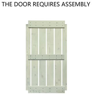 Stained Solid Pine Wood Sliding Barn Door, Sage Green, 24"x84", Mid-Bar