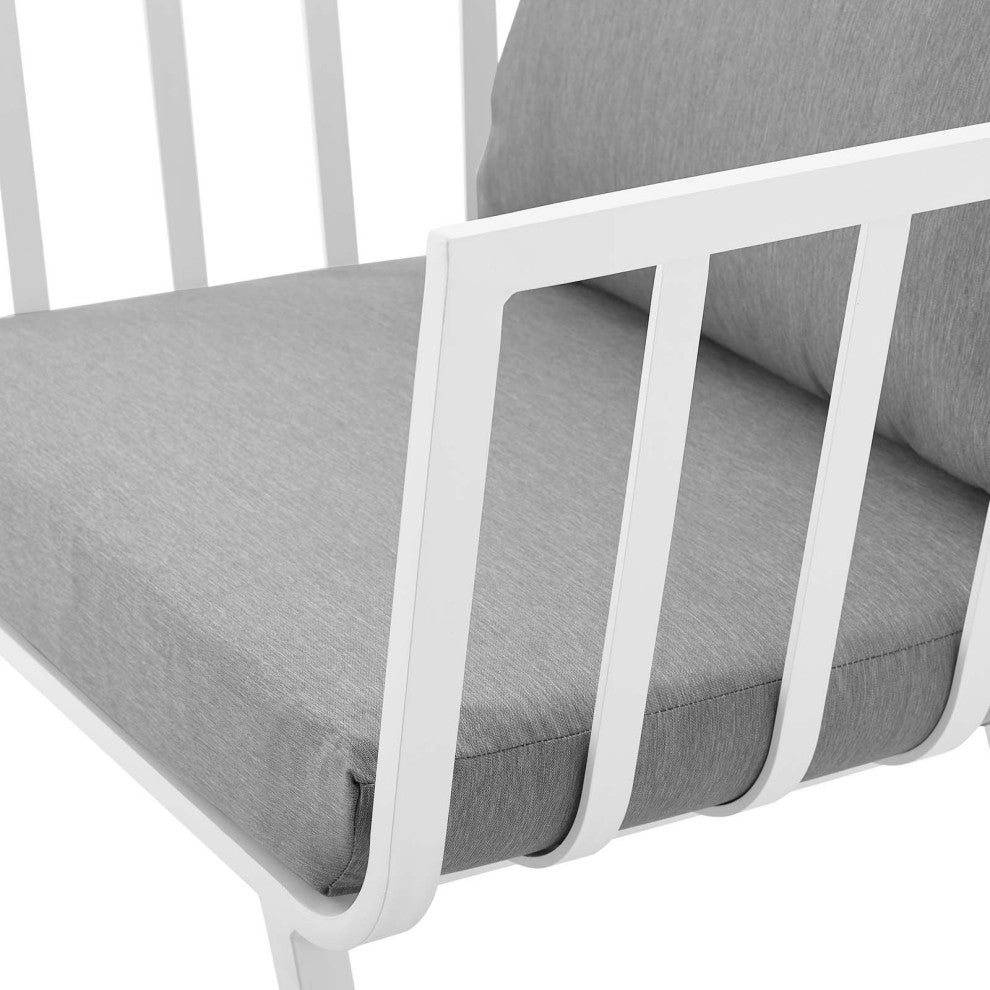 Lounge Sectional Sofa Chair Set, Aluminum, Metal, White Gray, Outdoor