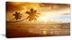 "Beautiful Palms At The Caribbean Beach" Seascape Art Canvas, 40"x20"