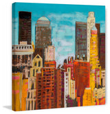 "From Brooklyn Bridge 4" Painting Print on Wrapped Canvas, 18x18