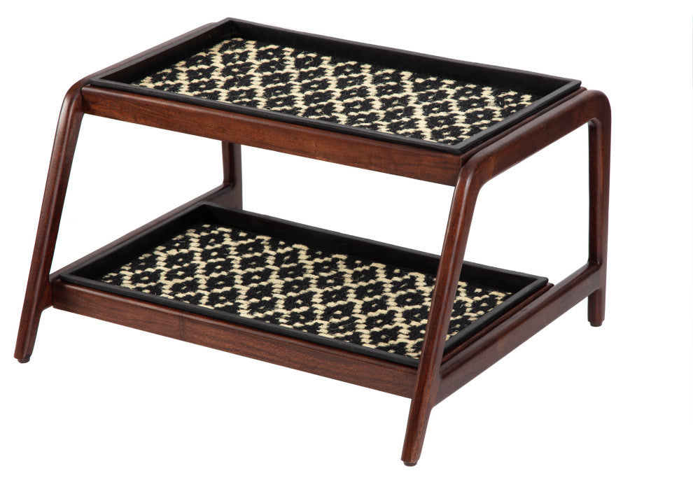 Double-Tier Brown Stand With 2-Pair Rubber Boot Trays Madagascar