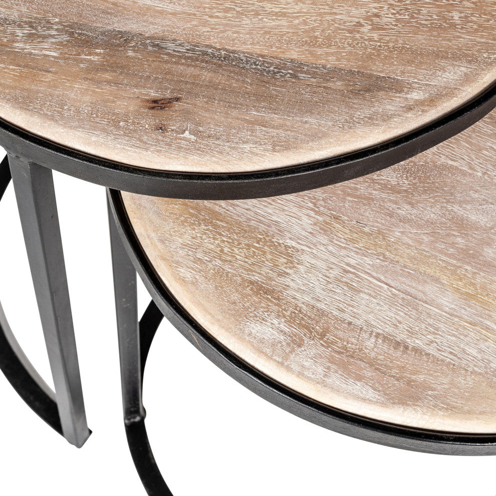 East at Main Mango Wood and Black Iron Nesting Tables (Set of 2)