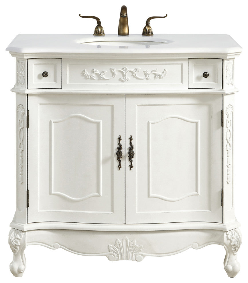 Bathroom Vanity, Antique White, 36", Single Sink
