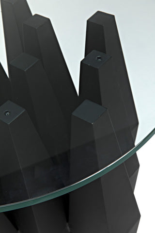 Soldier Side Table, Black Metal with Glass Top
