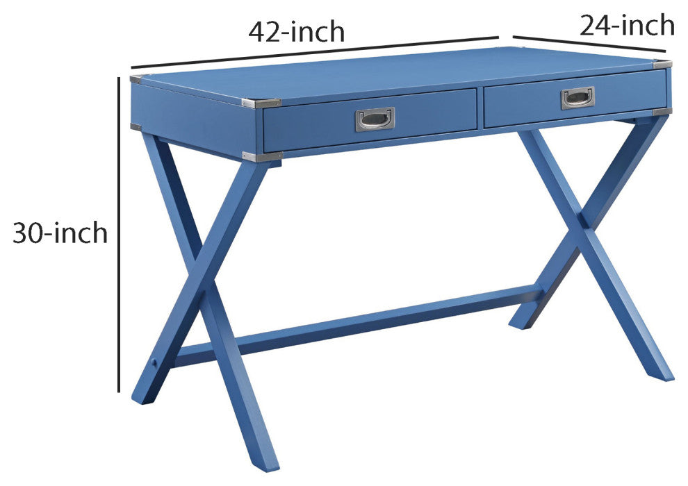 Benzara BM250253 Wooden Home Office Writing Desk, Blue