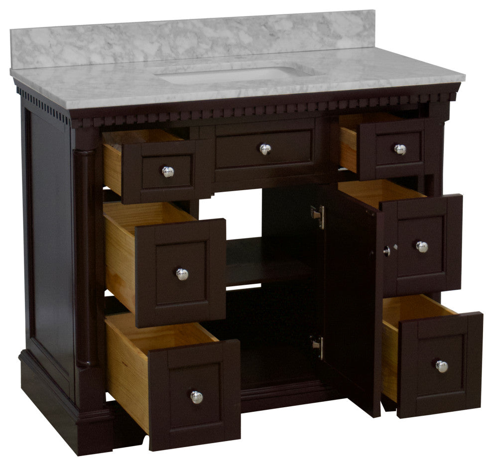 Sydney 42" Bathroom Vanity, Chocolate, Carrara Marble