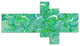 Green Watercolor Fractal Pattern, Abstract Art on Canvas, 60"x32", 5 panels