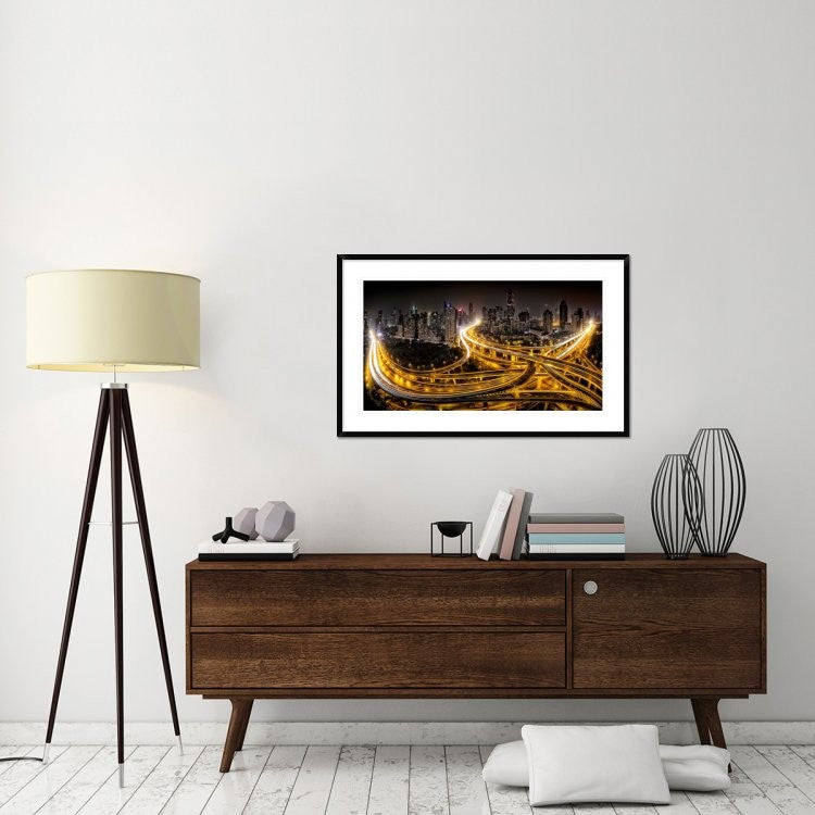 "Shanghai At Night" Framed Digital Print by Clemens Geiger, 44x27"