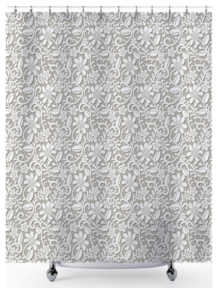 Vintage Lovely Lace Designer Shower Curtain, 72" x 72"