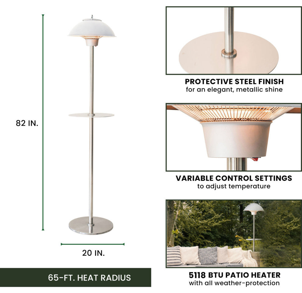 Modern Efficient Standing Electric Heater, Silver, 81.6"