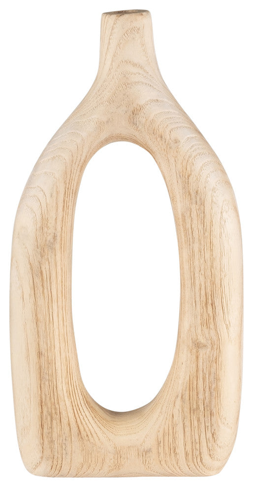 Wood, 14"H Cut-Out Vase, Natural