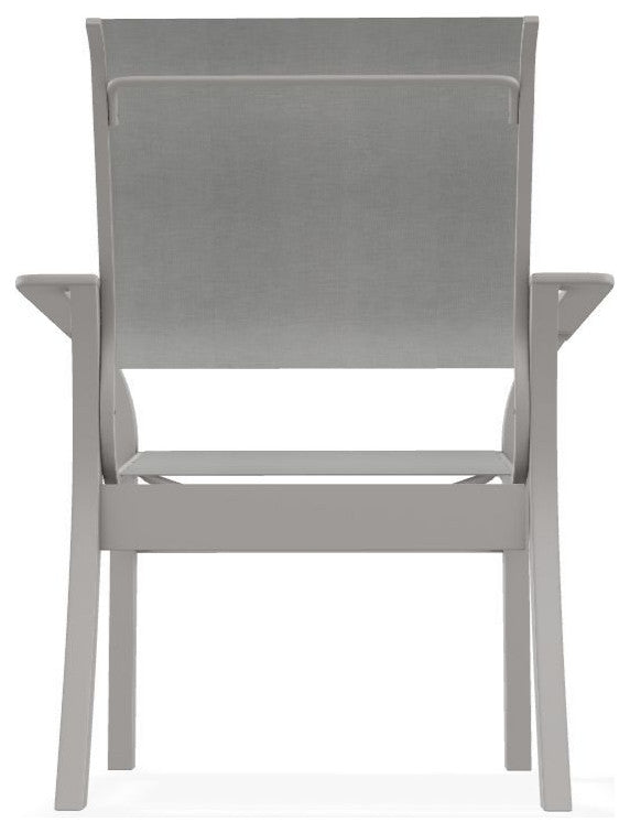 Leeward Sling Stackable Outdoor Dining Chair, Alloy/Warm Gray