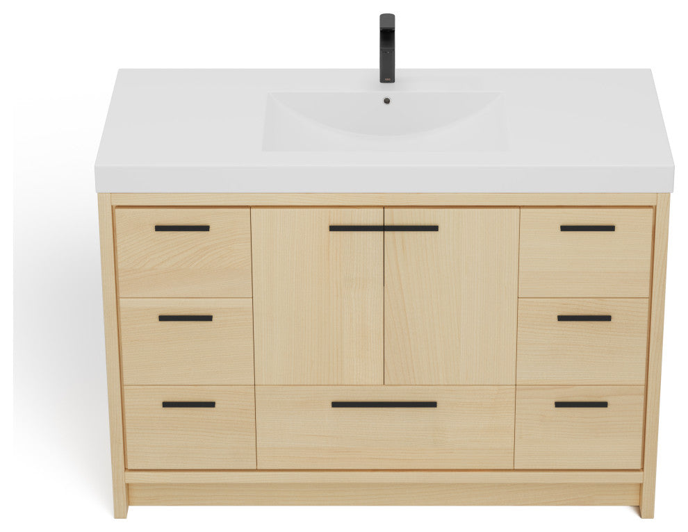 The Sacha Bathroom Vanity, Maple, 48", Single Sink, Freestanding