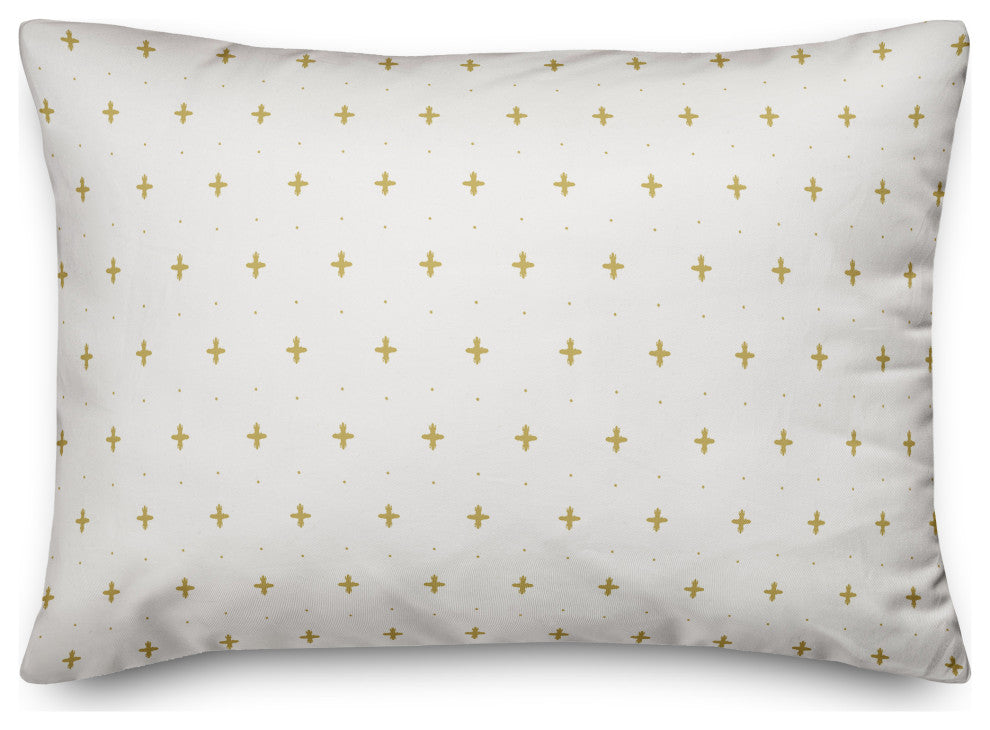 Yellow Plus on White 20 x 14 Spun Poly Pillow