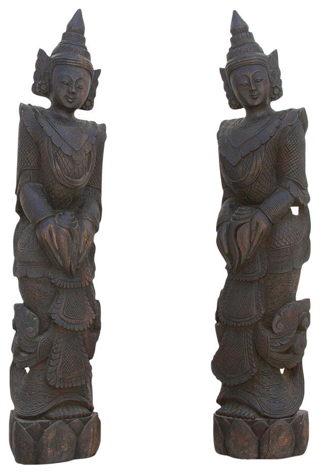 Set of Two, Stunning Bali Carved Statues