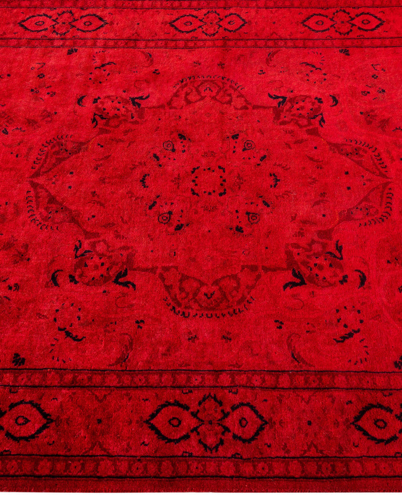 Overdyed One-of-a-Kind Hand-Knotted Area Rug Red, 3' 2" x 5' 3"