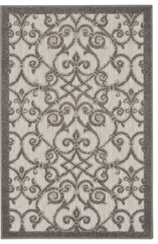 Nourison Aloha 2'8" x 4' Grey Charcoal Contemporary Rug