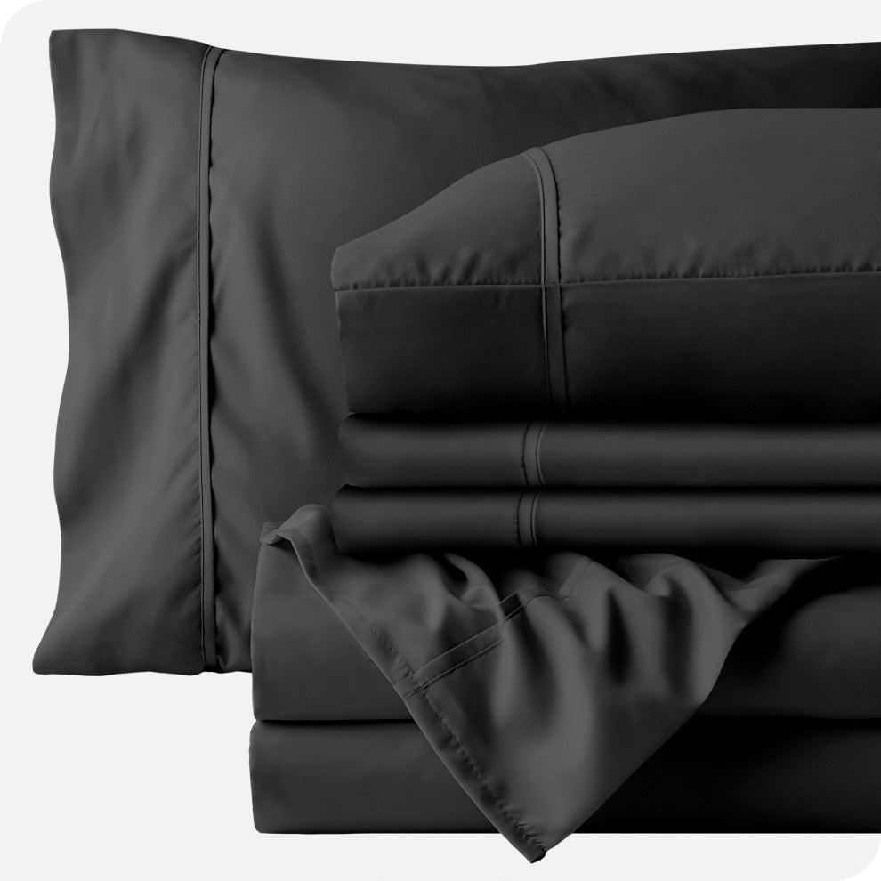 Bare Home 6-Piece Microfiber Sheet Set, Black, California King