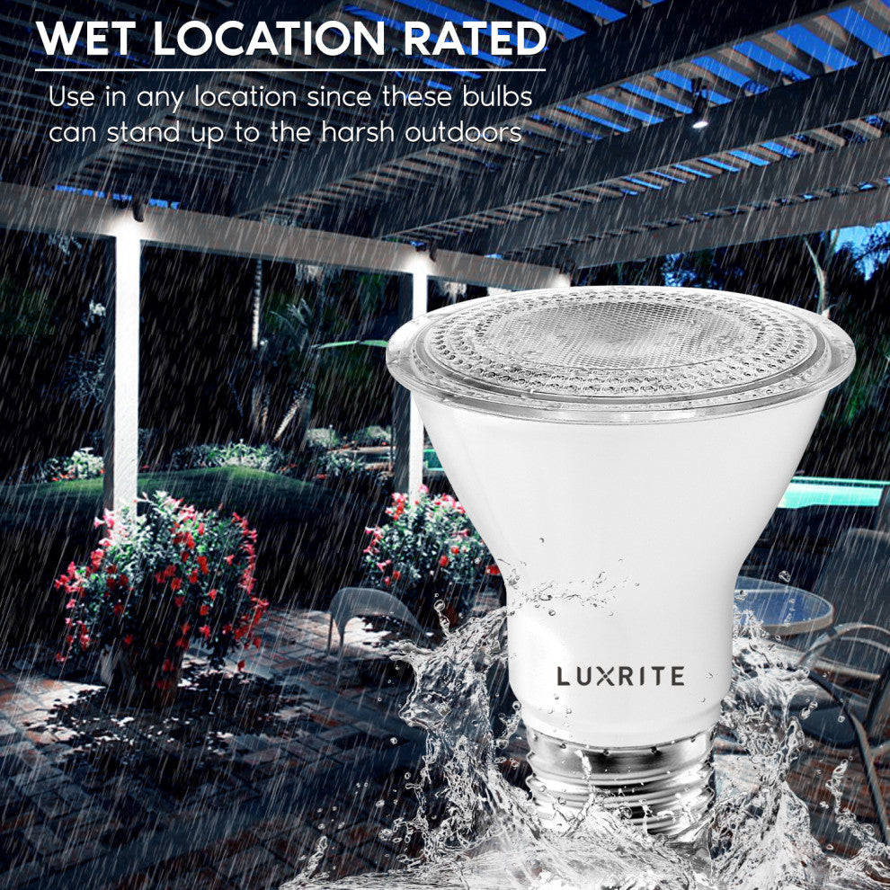 Luxrite 12 Pack PAR20 LED Bulb 7W 5000K Dimmable Wet Rated UL Listed
