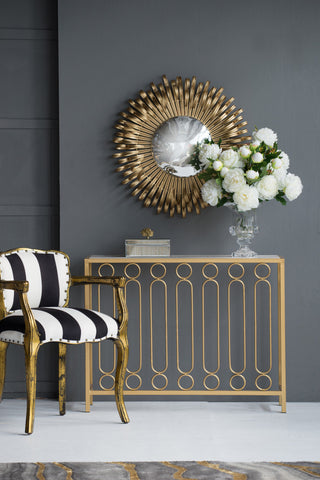 Gewnee 27", Sunburst Design Wall Mirror Decorative Golden Finish