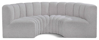 Arc Boucle Fabric Upholstered 4-Pc. Inward Curved Modular Sectional, Grey