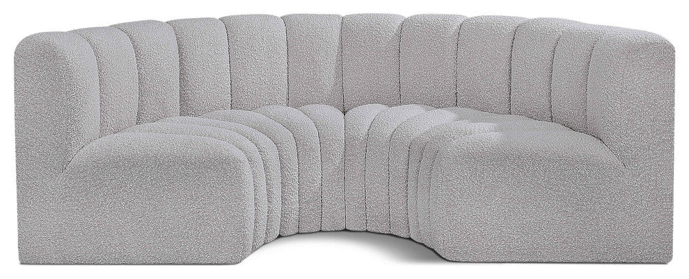Arc Boucle Fabric Upholstered 4-Pc. Inward Curved Modular Sectional, Grey