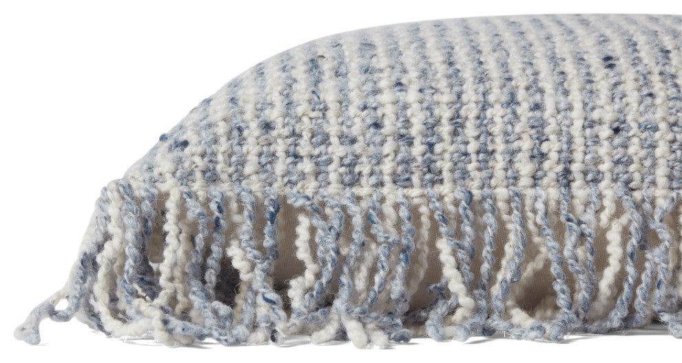 Loloi PLL0033 Ivory / Blue 22" x 22" Cover w/Poly Pillow