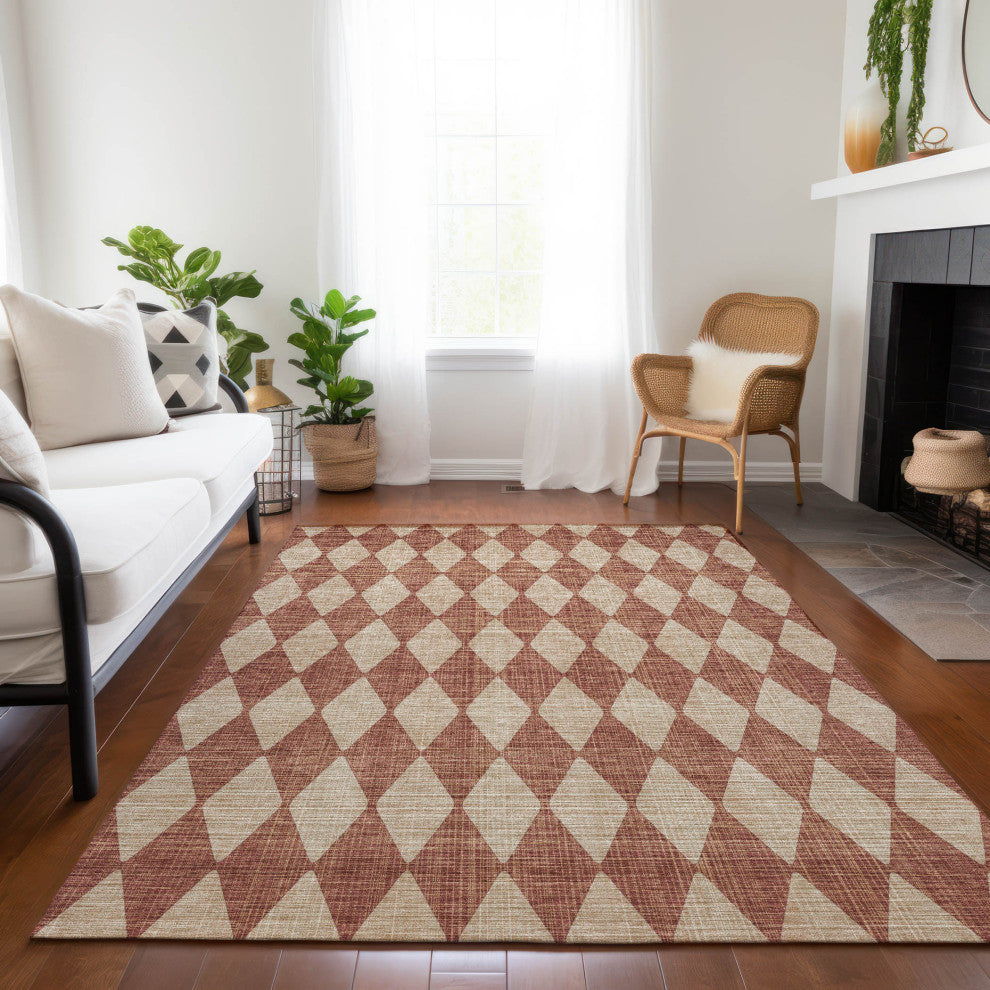 Machine Washable Indoor/Outdoor Chantille ACN578 Paprika 5'' x 7''6" Rug