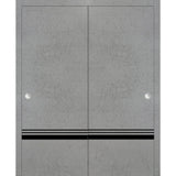 Bypass Doors 64 x 84 | Planum 0012 Concrete with  | Sturdy Rails