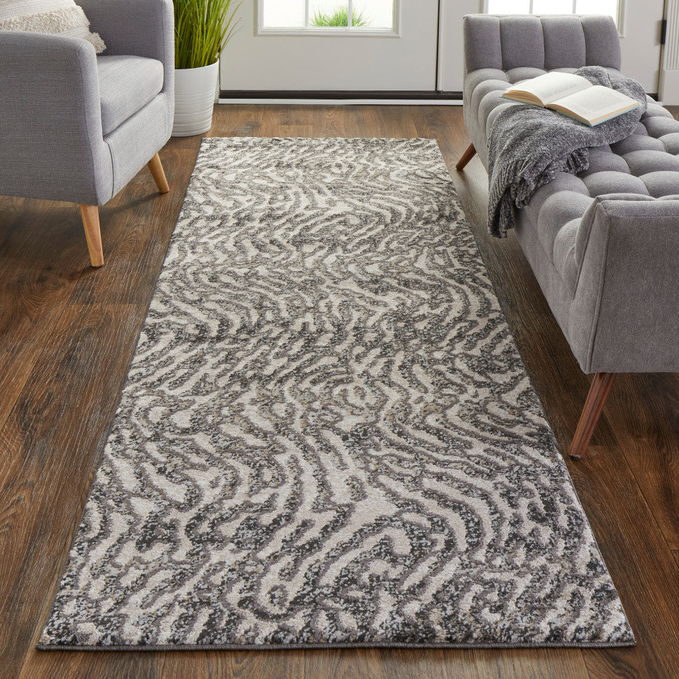 Weave & Wander Kayden Beige/Charcoal Gray Rug, 2'-10" X 7'-10"