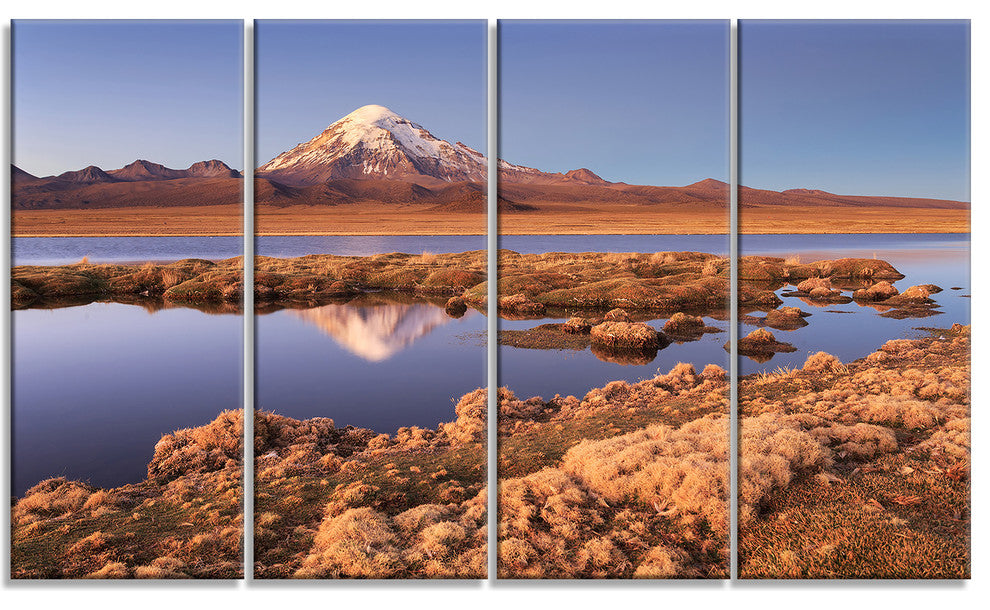 Sajama National Park Bolivia, Large Landscape Canvas Art, 48"x28", 4 Panels