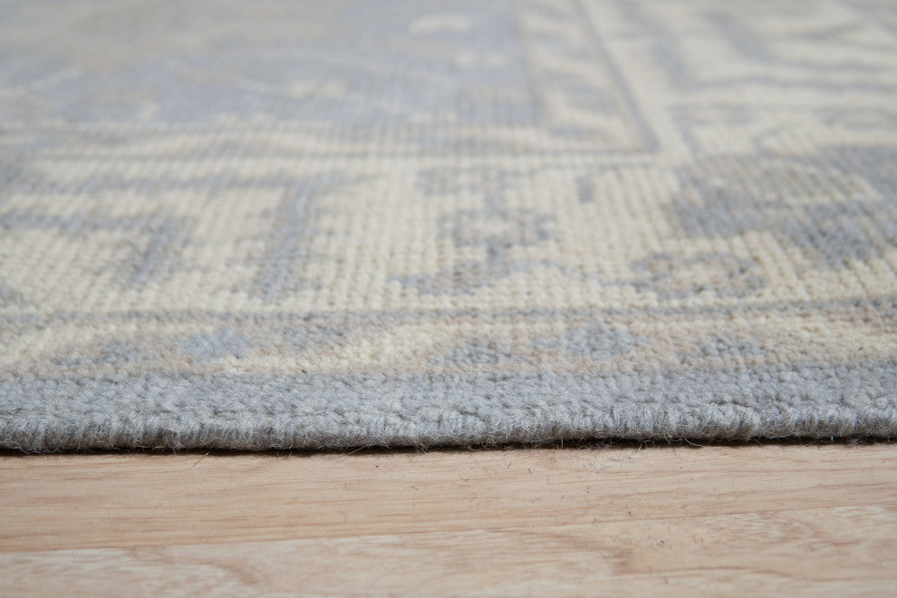 EORC Gray Hand Knotted Wool Oushak Rug, 6'x9'