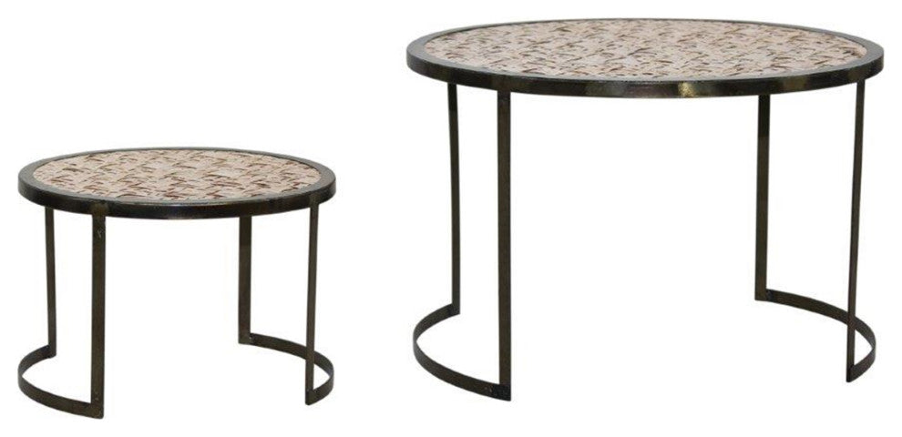 Pedestal, 2-Piece Set, 10.5"Dx7"H, 15.75"Dx10.5"H Iron/MDF