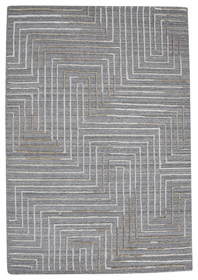 HAND WOVEN FLAT WEAVE KILIM POLYESTER RUGS -Rectangle,Gray Multicolor,Geometric, [Rectangle] 5'x8'