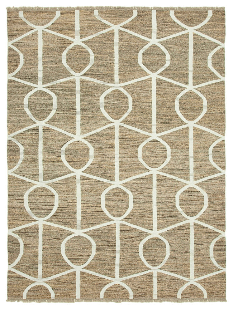 Rug N Carpet - Handmade Turkish 8' 1'' x 10' 6'' Modern Design Wool Kilim Rug