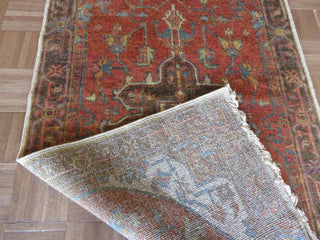 3x10 Runner Hand Knotted Rust Red Antiqued Serapi Heriz Oriental Rug