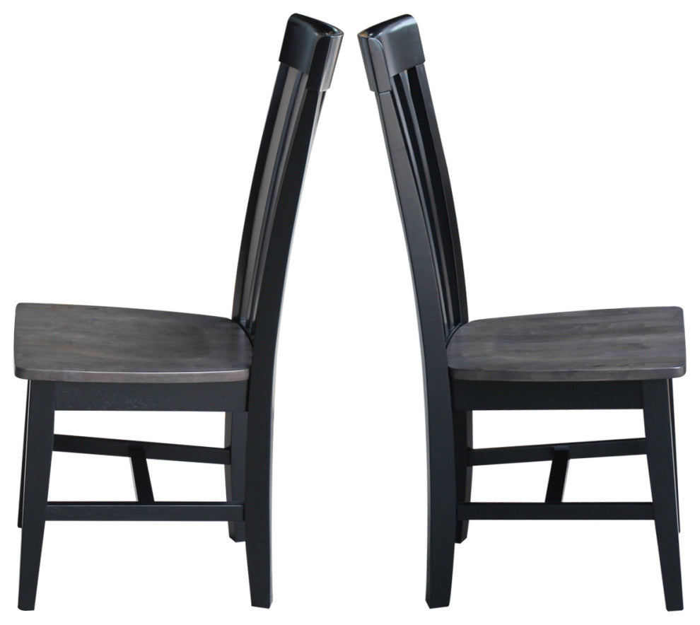 Set of Two Tall Mission Chairs, Coal-Black/Washed Black