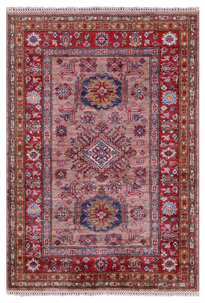 3' 3" X 4' 9" Super Kazak Hand-Knotted Wool Rug Q10266