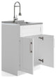 Deluxe 24 Inch Laundry Cabinet With Faucet & Stainless Steel Sink, Pure White